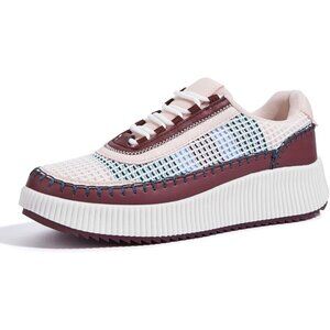 Lucky Step Women's Wine Pink Platform Sneakers Rhinestone Fashion Chunky Shoes